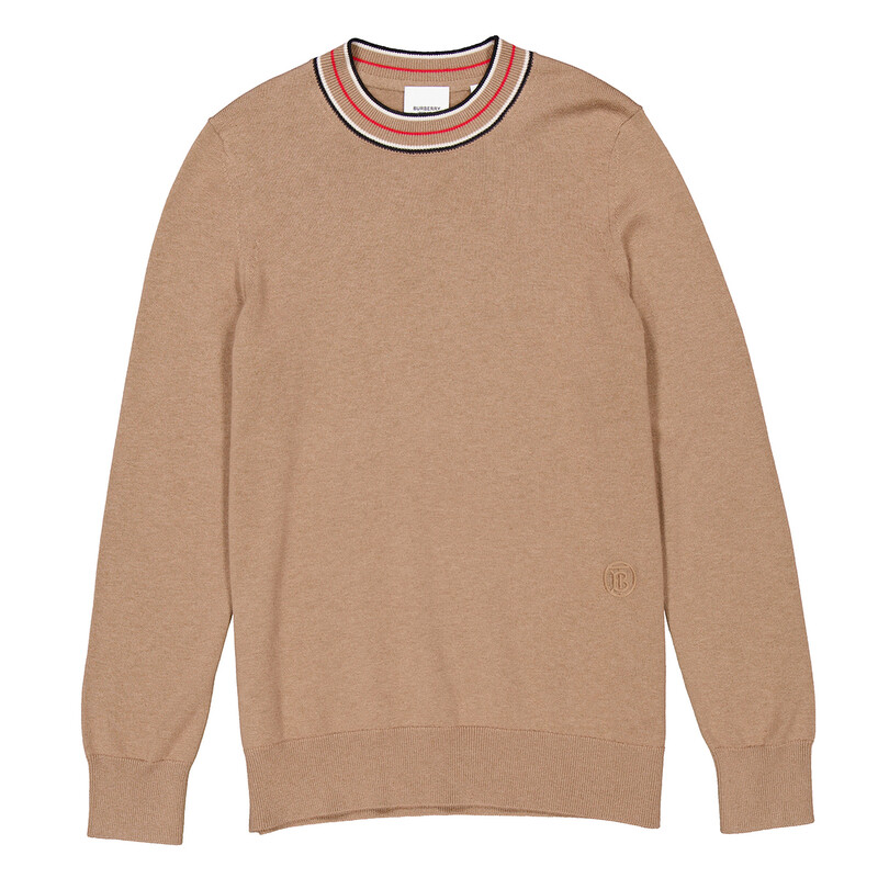 Burberry Striped Detailed Crewneck Cashmere Jumper, Size Medium