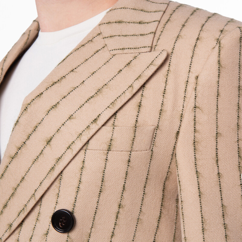 Burberry Striped Double-Breasted Wool-Mohair Blazer, Brand Size