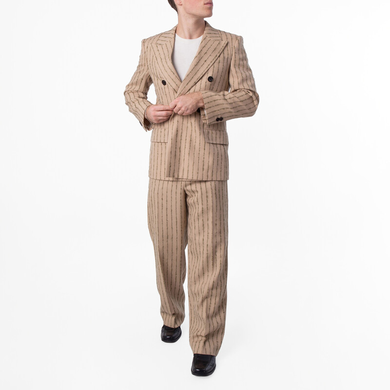 Burberry Striped Double-Breasted Wool-Mohair Blazer, Brand Size