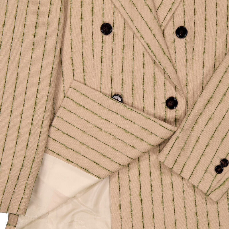Burberry Striped Double-Breasted Wool-Mohair Blazer, Brand Size