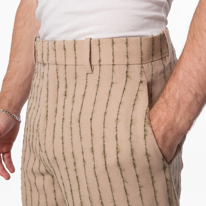 Burberry Striped Wool-Mohair Tailored Trousers, Brand Size 48