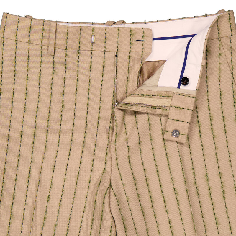 Burberry Striped Wool-Mohair Tailored Trousers, Brand Size 48