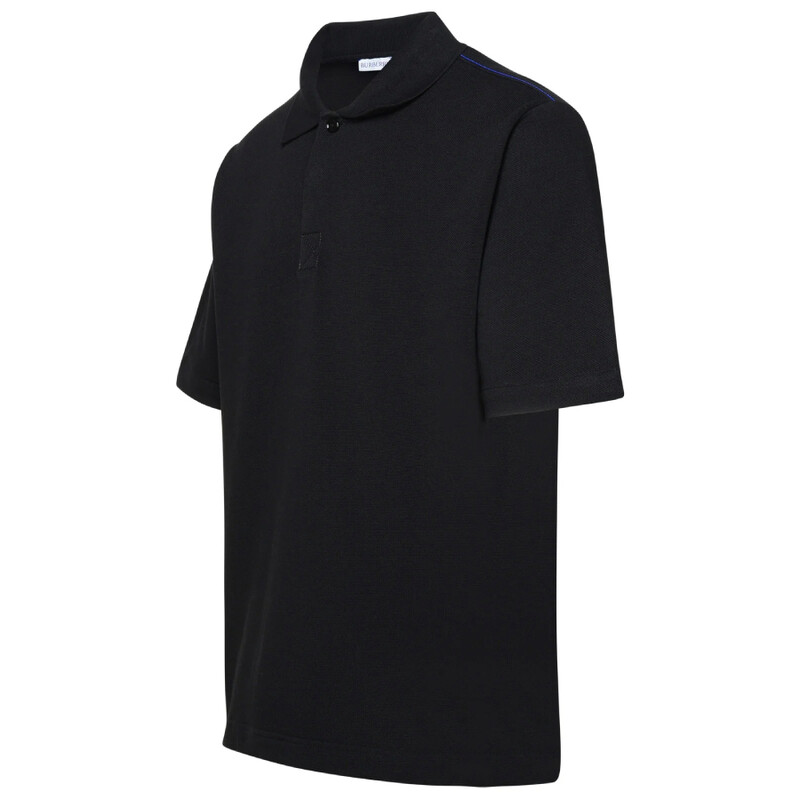 Burberry Striped-Cuffs Short Sleeved Cotton Polo Shirt, Size Large