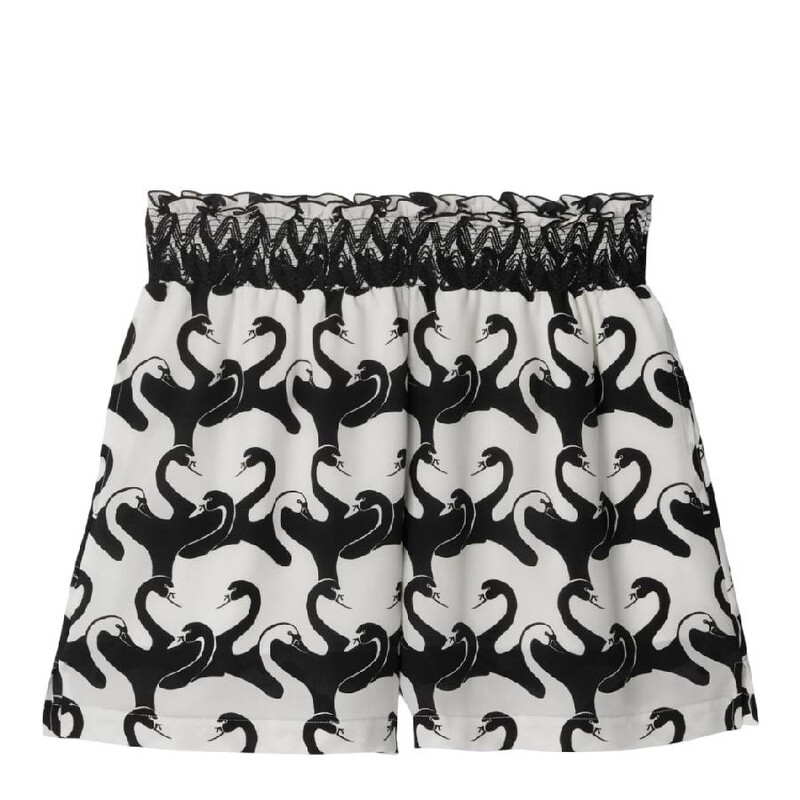 Burberry Swan-Pattern Silk Shorts, Brand Size 4 ( US Size 2