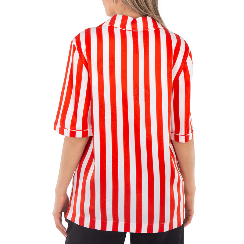 Burberry Tabi Striped Silk Pyjama Shirt, Brand Size 4 (US Size 2