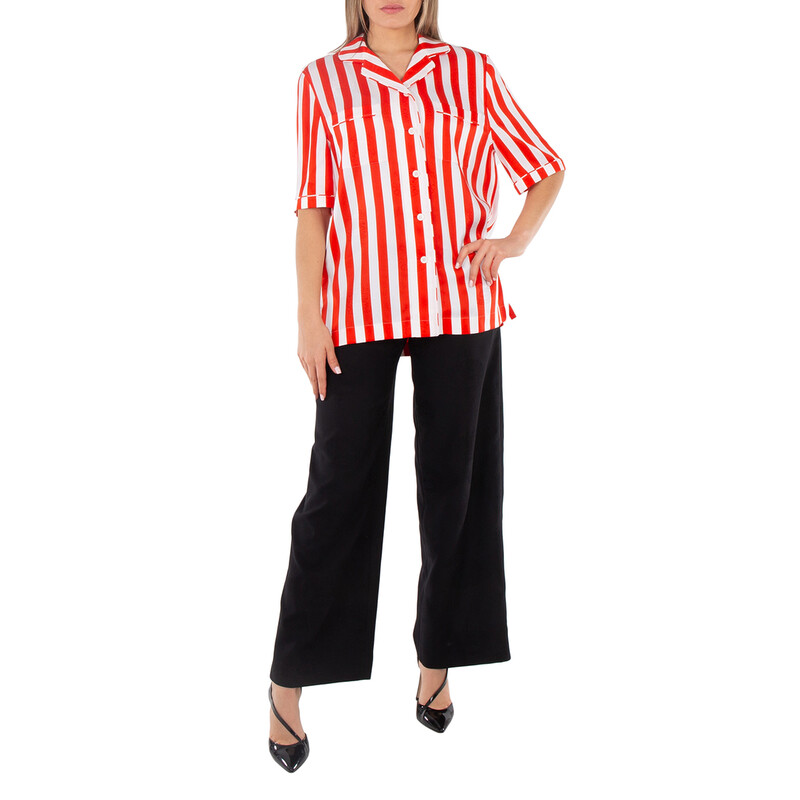 Burberry Tabi Striped Silk Pyjama Shirt, Brand Size 4 (US Size 2