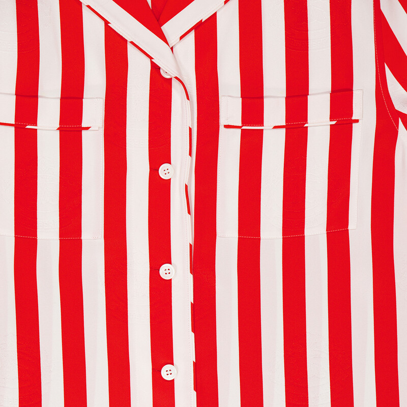 Burberry Tabi Striped Silk Pyjama Shirt, Brand Size 4 (US Size 2