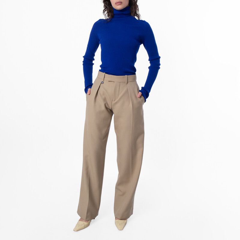 Burberry Tailored Wool Wide-Leg Trousers, Brand Size 6 ( US Size 4