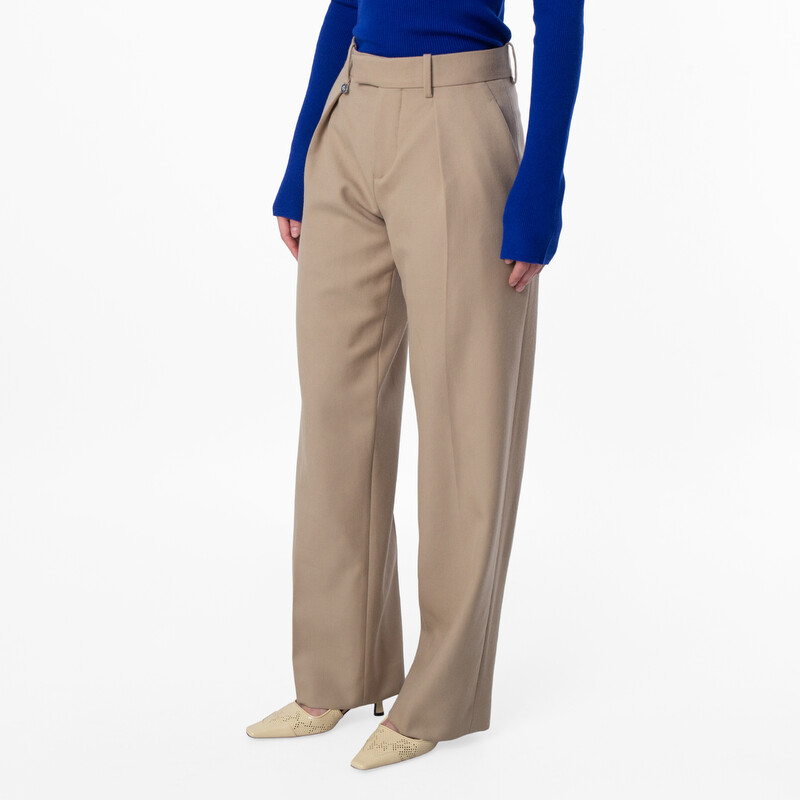 Burberry Tailored Wool Wide-Leg Trousers, Brand Size 6 ( US Size 4