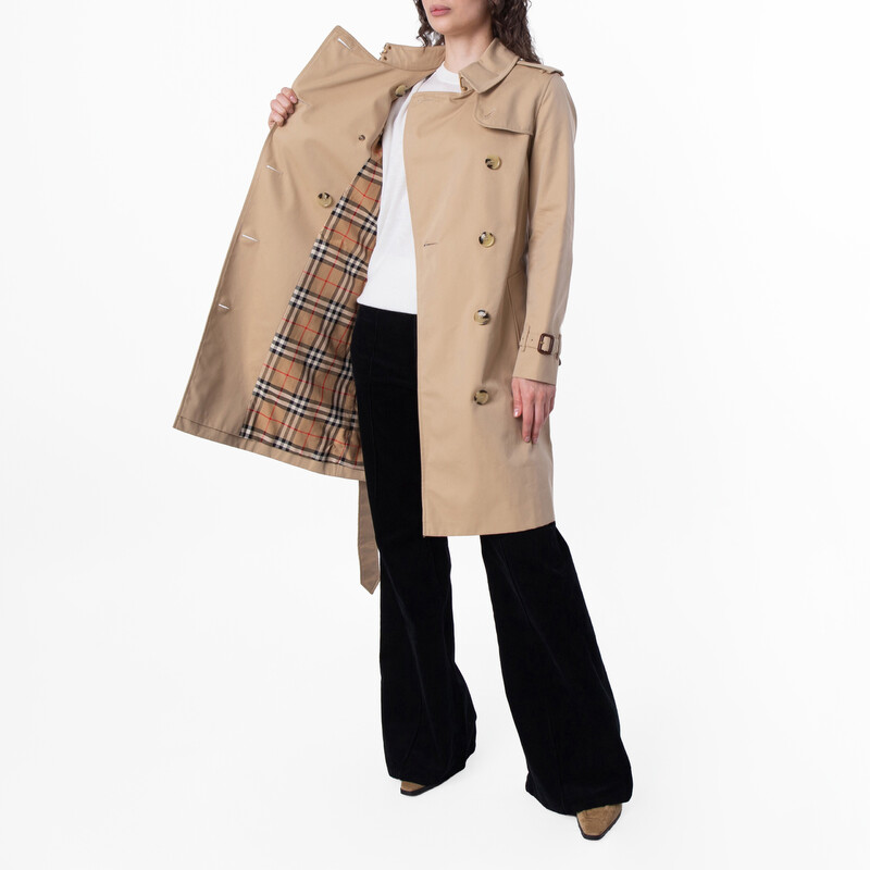 Burberry The Kensington Mid-Length Trench Coat, Brand Size 2 ( US