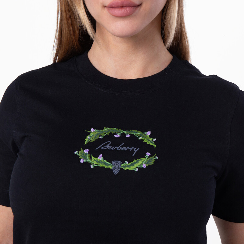Burberry Thistle Logo Cotton T-Shirt, Size XX-Small 8097910