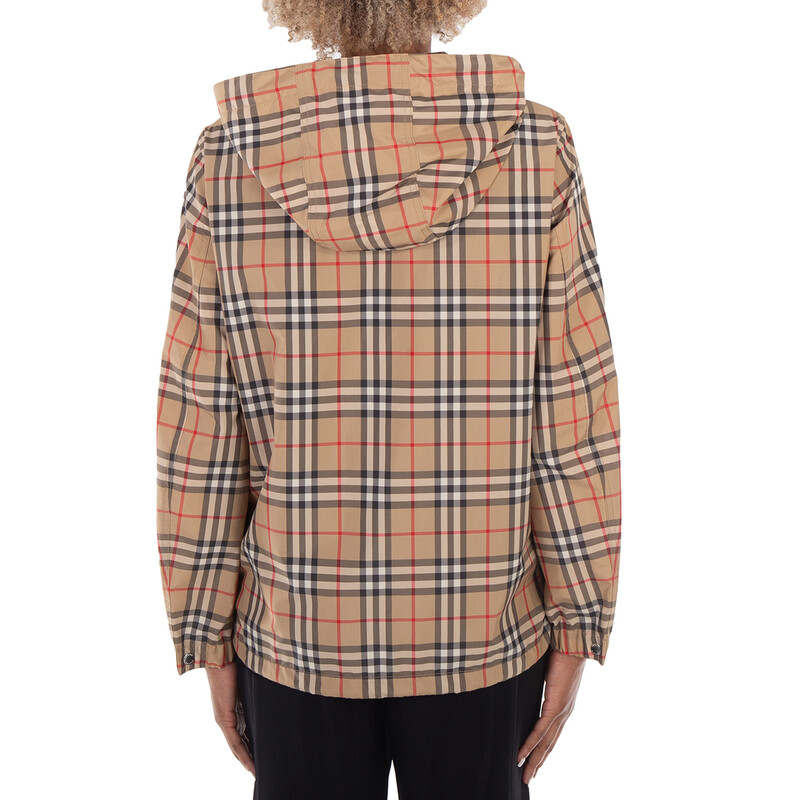 Burberry Vintage Check Drawstring Hooded Jacket, Brand Size 8 (US