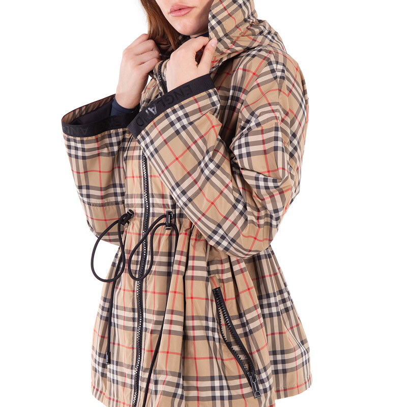 BURBERRY モノグラムストライプ 総柄 ボマージャケット ブルゾン S Burberry Vintage Check Motif Polyester Jacket, Brand Size 12 ( US