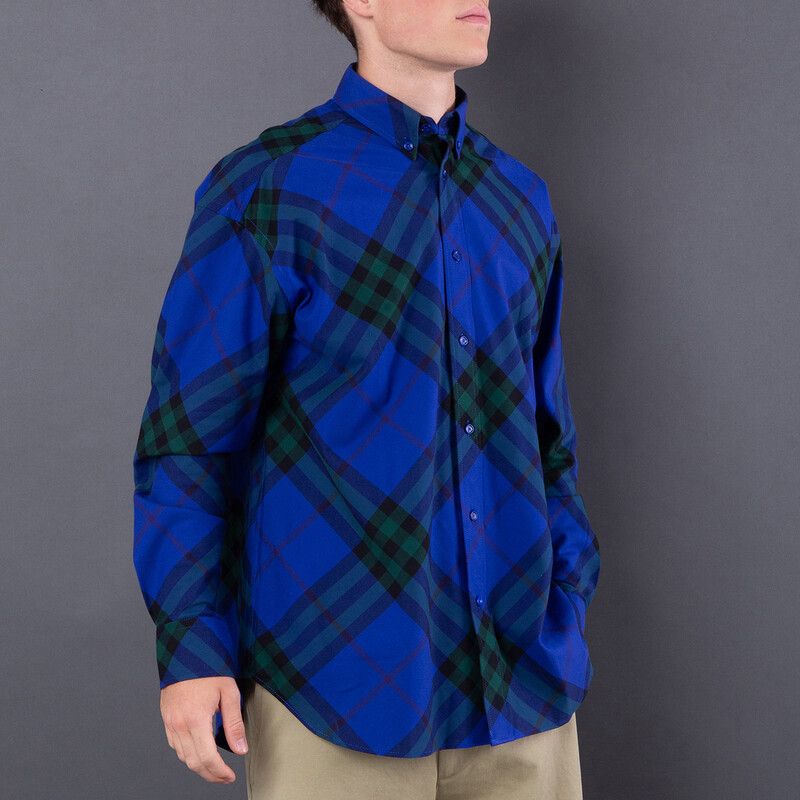 Burberry Vintage-Check Patterned Button-Up Cotton Shirt, Size XX