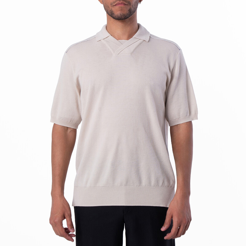 Burberry V-Neck Wool Polo Shirt, Size Large 8083181 - Clothing