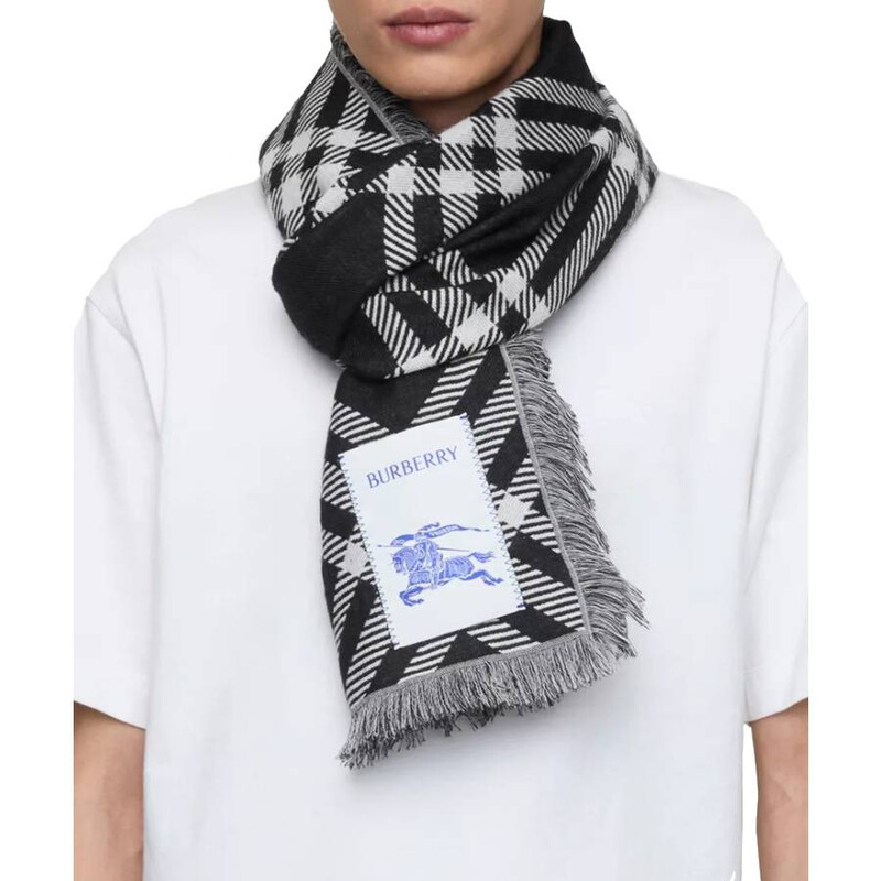 Burberry Wide Check Wool Silk Scarf 8110162 5045709632430 - Jomashop