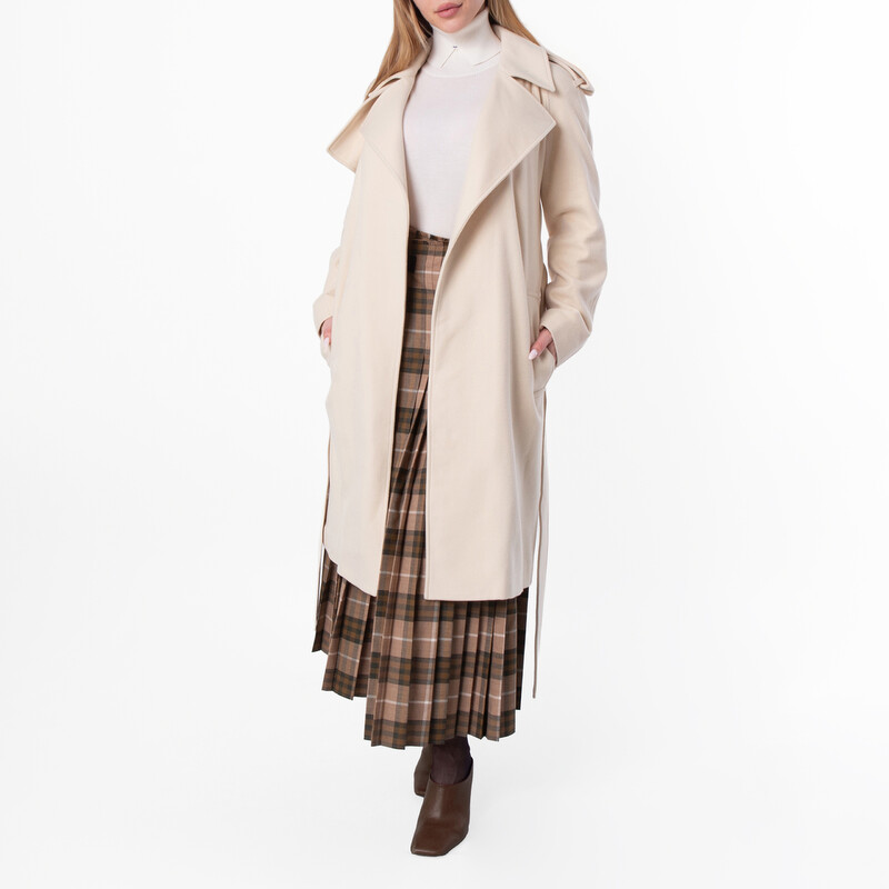 Burberry Womens Check Wool Blend Maxi Kilt, Size Large 8099551