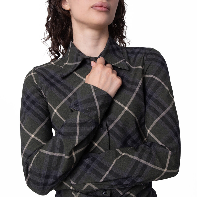 Burberry Womens Check Wool Blend Shirt Dress, Brand Size 8 ( US Size 6 ...