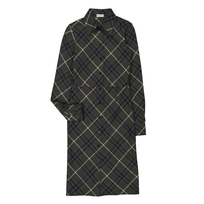 Burberry Womens Check Wool Blend Shirt Dress, Brand Size 8 ( US Size 6 ...