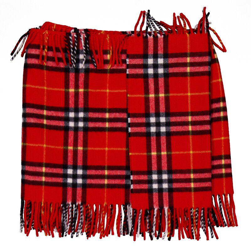 Burberry Womens Check Wool Cashmere Scarf Skirt, Size Large