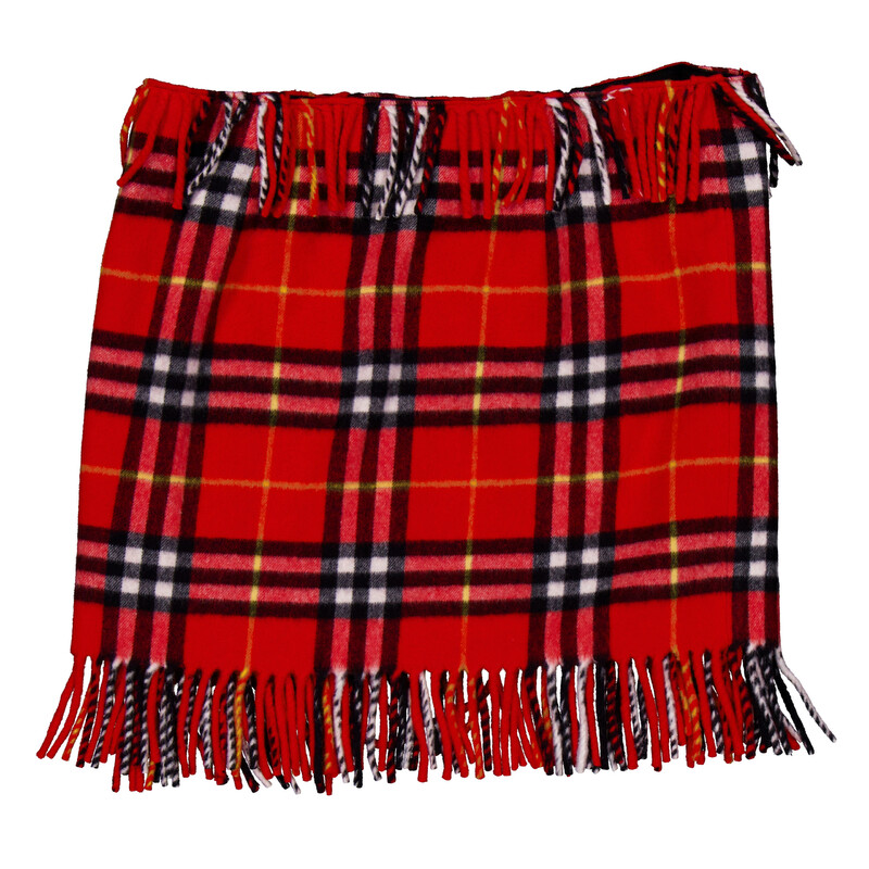 Burberry Womens Check Wool Cashmere Scarf Skirt, Size Large