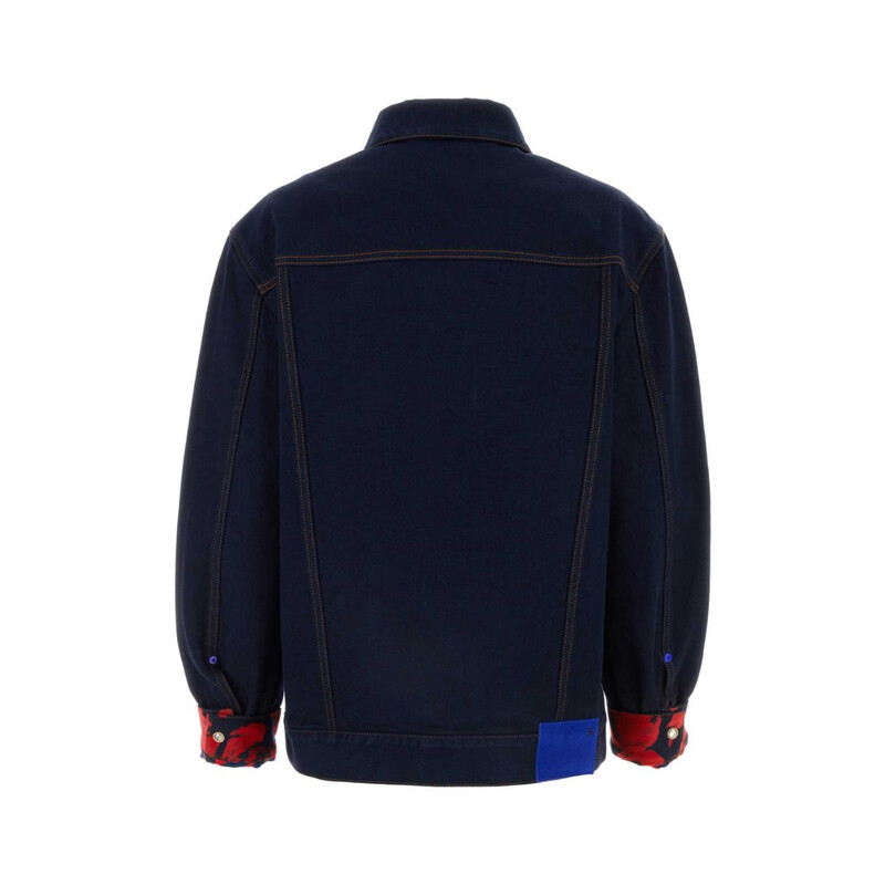 Burberry Womens Indigo Blue Logo-Patch Denim Jacket, Brand Size 10
