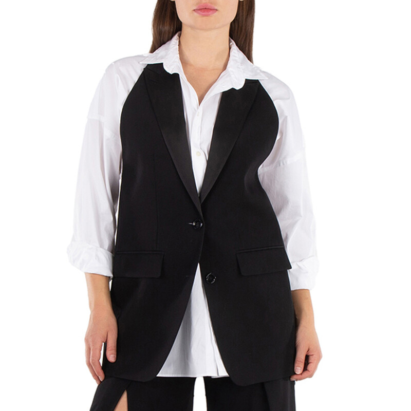 Burberry Wool Tailored Blazer Vest with Satin Peak Lapels, Brand