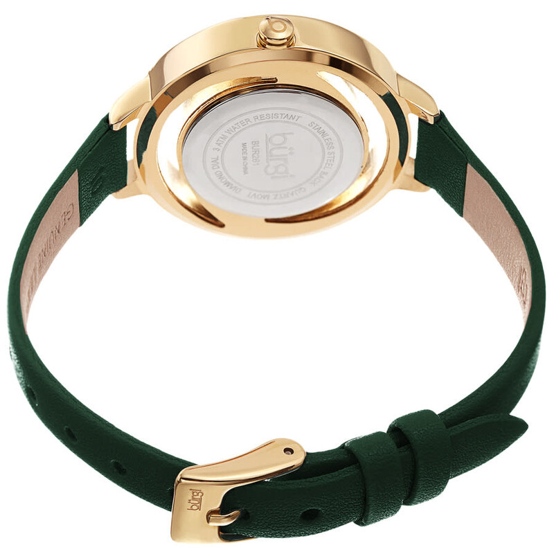 Burgi Quartz Diamond Green Dial Ladies Watch BUR261GN 842106152760 ...
