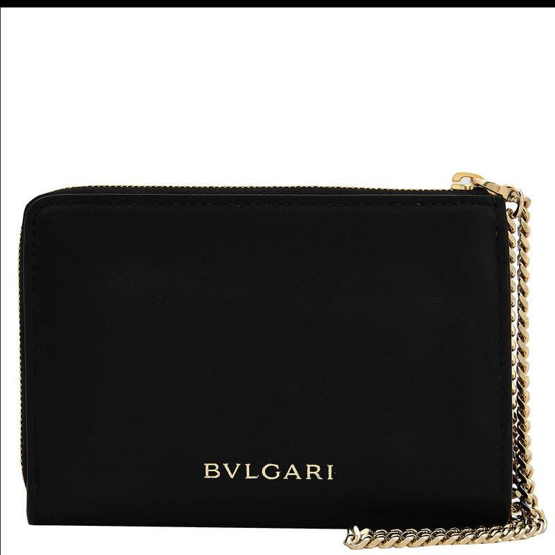 Bvlgari Black Serpenti Forever Zipped Leather Card Holder 293912
