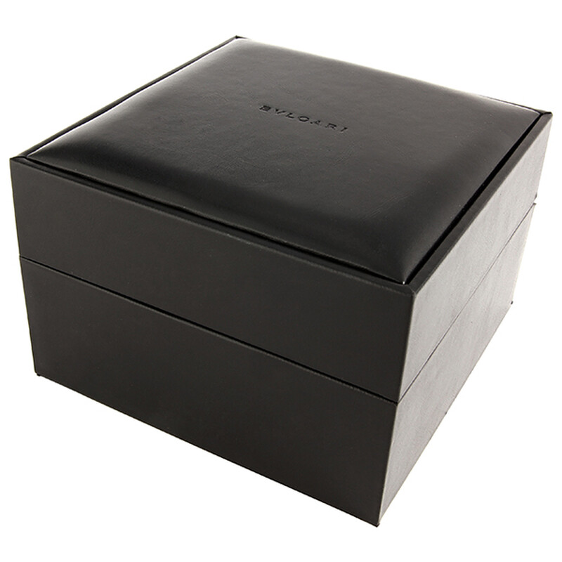 Bvlgari Bvlgari Black Dial Stainless Steel Black Leather Men's