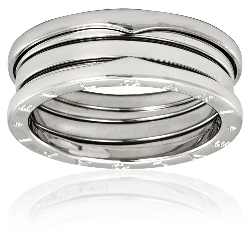 BVLGARI B.ZERO1 3バンド リング 52サイズ ロゴ刻印 Bvlgari B.Zero1 18K White Gold 3-Band Ring, Brand Size 56 (US Size