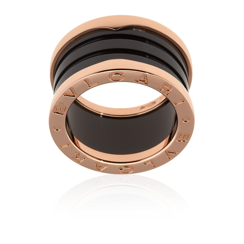 Bvlgari B.Zero1 4-Band 18 kt Rose Gold and Black Ceramic Ring