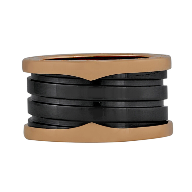 Bvlgari B.Zero1 4-Band 18 kt Rose Gold and Black Ceramic Ring
