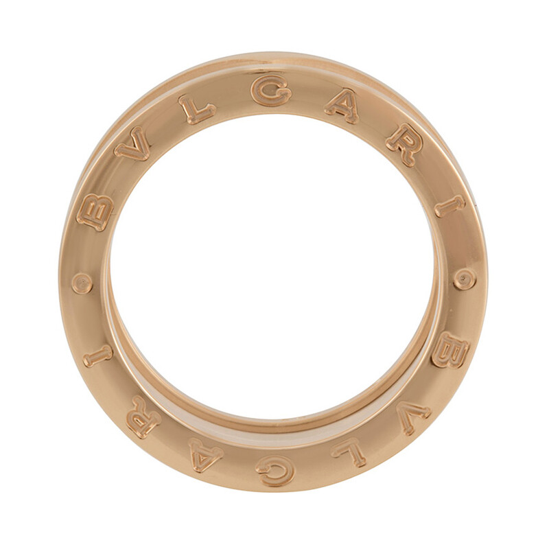 Bvlgari B.Zero1 4-Band 18 kt Rose Gold and White Ceramic Ring