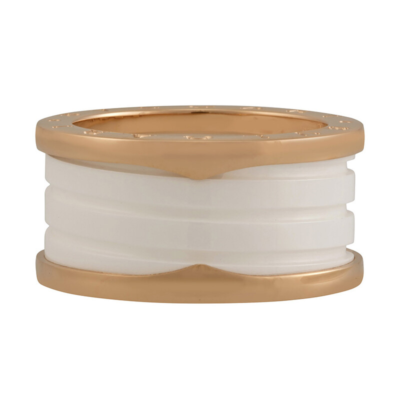 Bvlgari B.Zero1 4-Band 18 kt Rose Gold and White Ceramic Ring