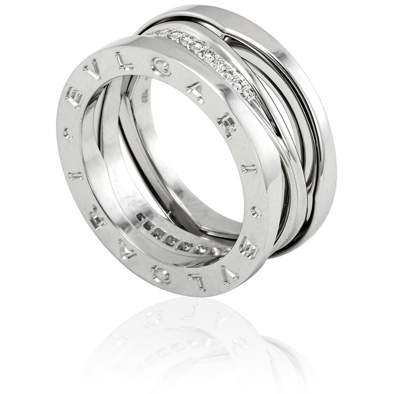 Bvlgari B.Zero1 Design Legend 18k White Gold Ring, Size 51 355197