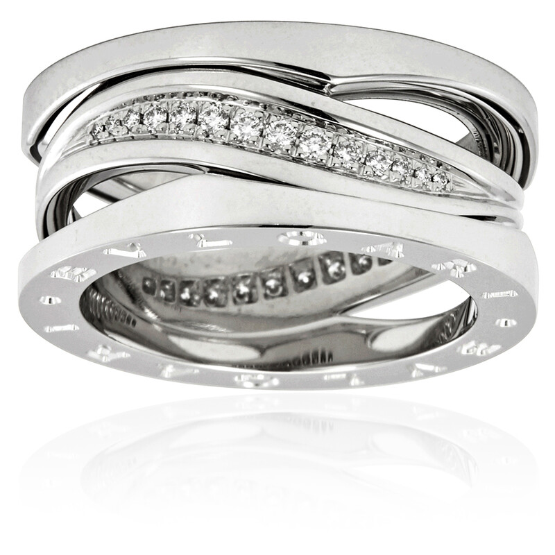 Bvlgari B.Zero1 Design Legend 18k White Gold Ring, Size 51 355197