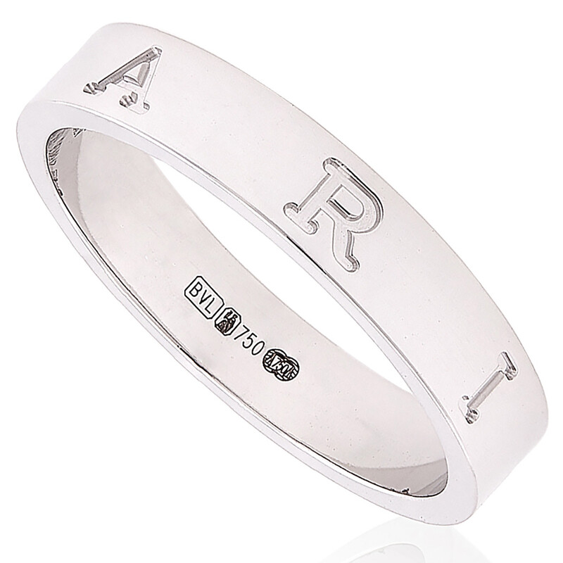 Bvlgari B.Zero1 Essential 18 Kt White Gold Band Ring, Size 49