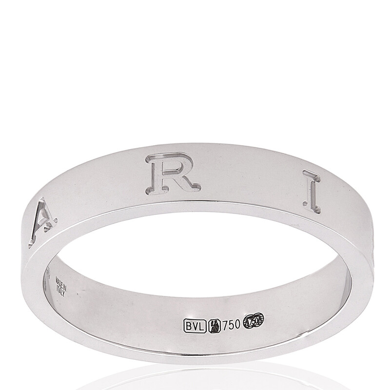 Bvlgari B.Zero1 Essential 18 Kt White Gold Band Ring, Size 49