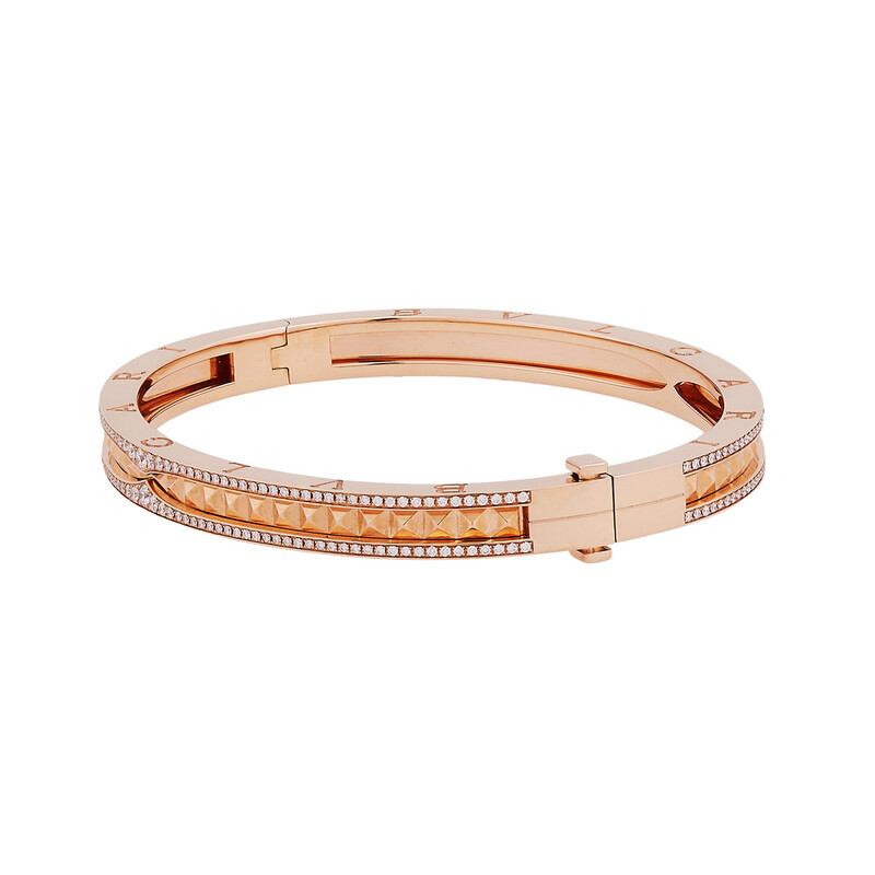 Bvlgari B.zero1 Rock Bracelet in 18K Rose Gold with Pave Diamonds