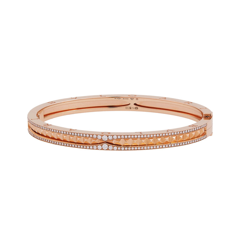 Bvlgari B.zero1 Rock Bracelet in 18K Rose Gold with Pave Diamonds