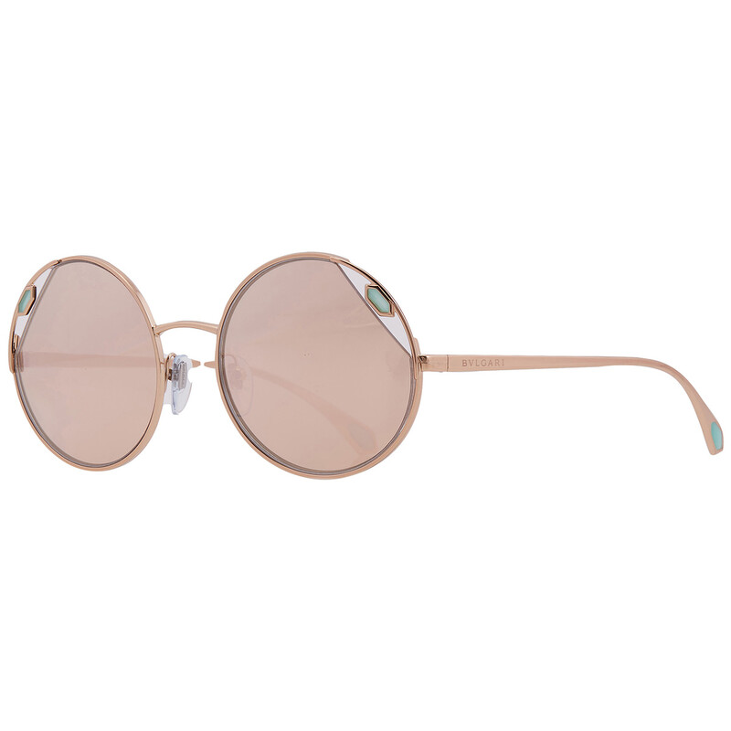 Bvlgari Clear Mirror Rose Gold Round Ladies Sunglasses BV6159
