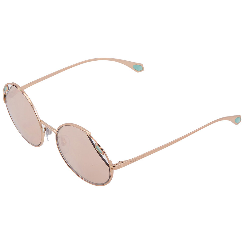 Bvlgari Clear Mirror Rose Gold Round Ladies Sunglasses BV6159