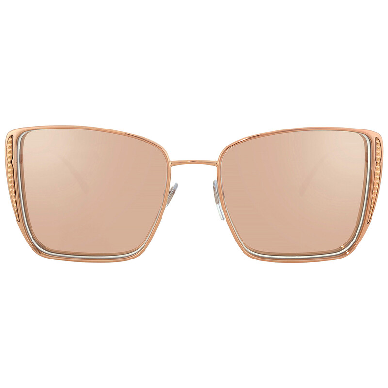 Bvlgari Clear Mirror Rose Gold Square Ladies Sunglasses BV6176
