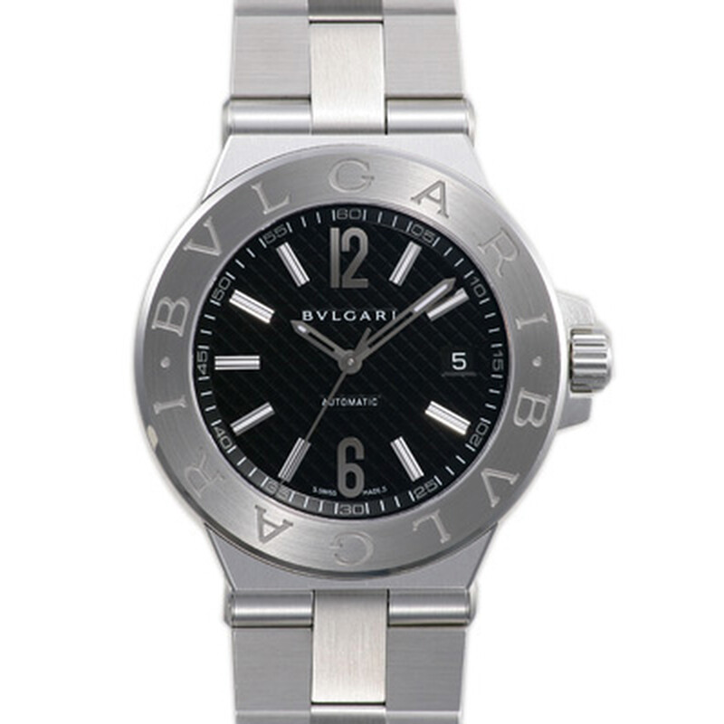 Bvlgari Diagono Black Dial Stainless Steel Ladies Watch 101614 ...