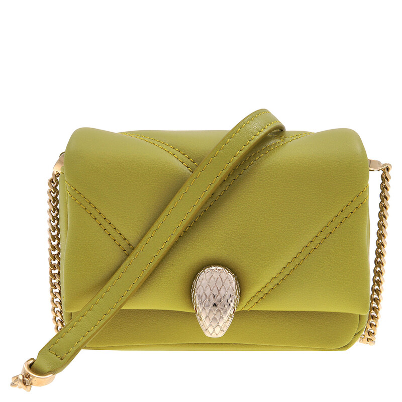 Bvlgari Green Serpenti Cabochon Micro Leather Bag 293728