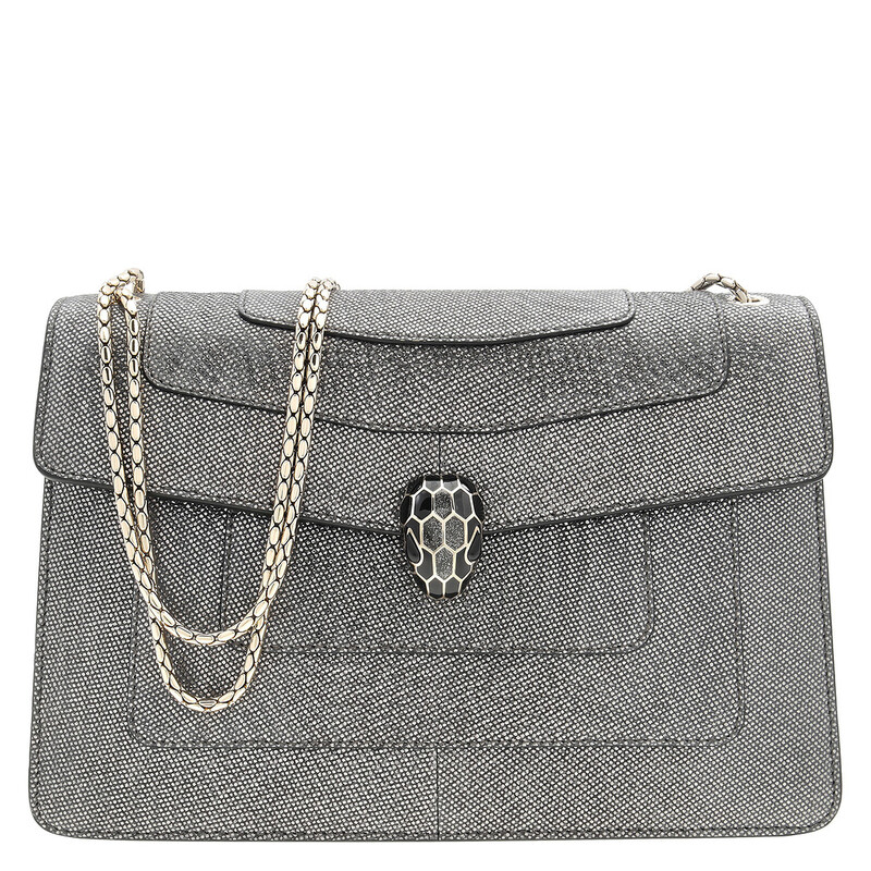 Bvlgari Metallic Grey Serpenti Forever Shoulder Bag 287941