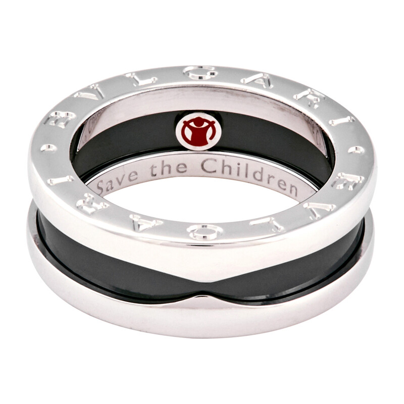 BVLGARI リング Save the Children (61) 21号 Bvlgari Save The Children Sterling Silver And Black Ceramic 1-Band