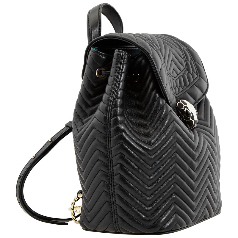 Bvlgari Serpenti Forever Black Quilted Nappa Leather Backpack