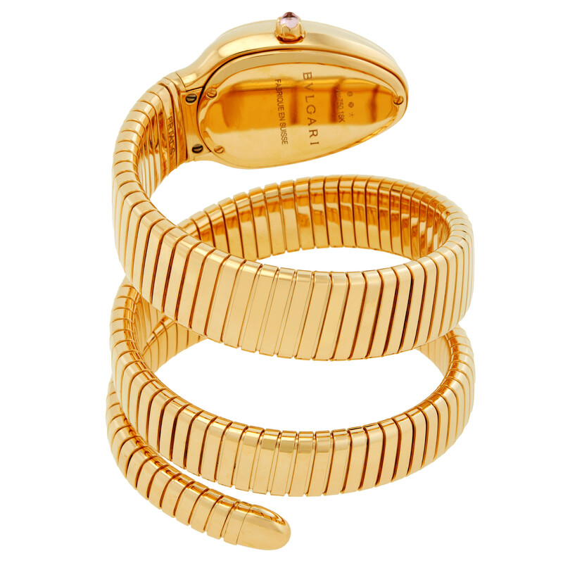 Bvlgari Serpenti Tubogas Silver Opaline Dial 18k Yellow Gold